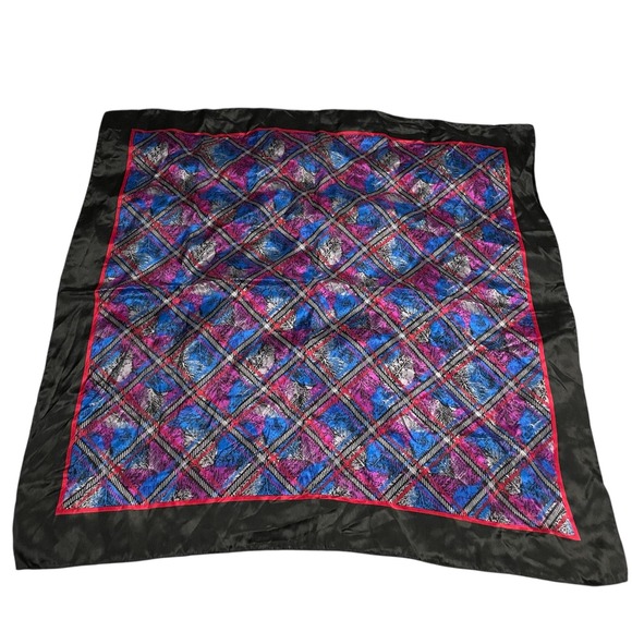 Specialty‎ House Silk Scarf Plaid 31" Square Neck Head Wrap Japan Made vintage - Picture 1 of 10